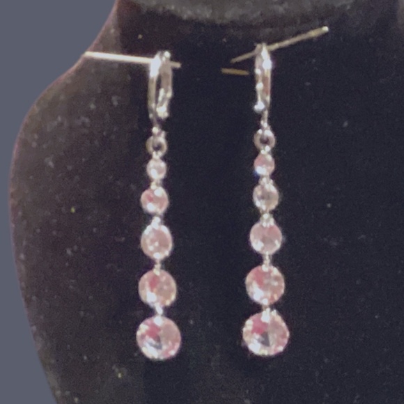 5 stone crystal 925 silver earrings - Picture 1 of 2
